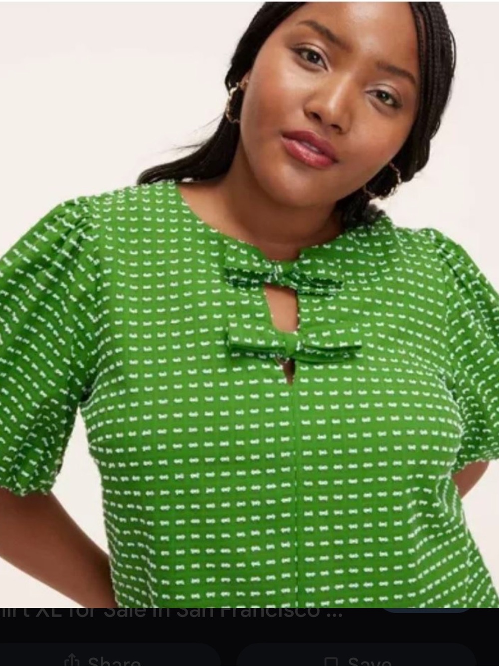 Kate Spade for Target Green Puff-Sleeve Blouse with Tie Front